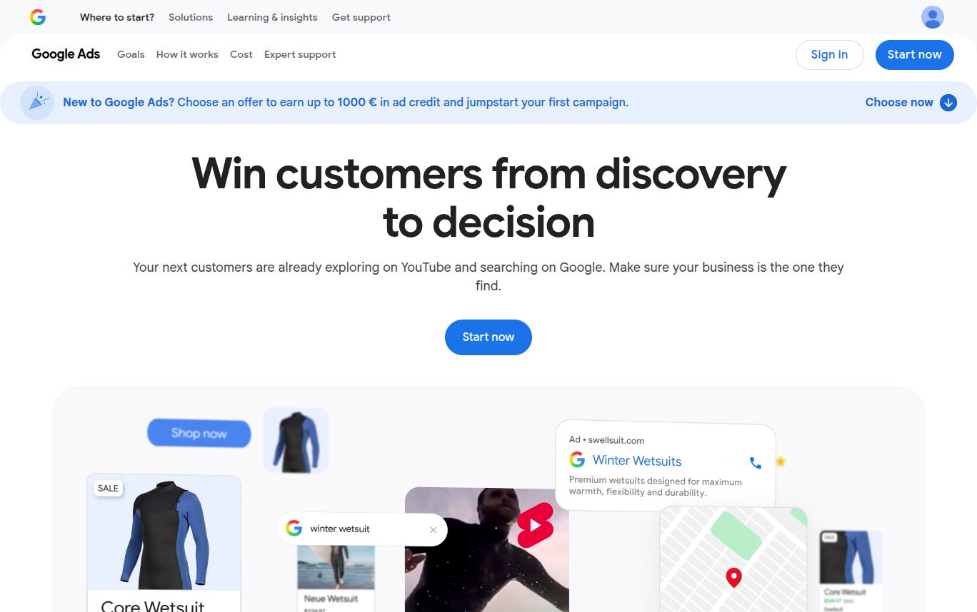 Google Ads website screenshot