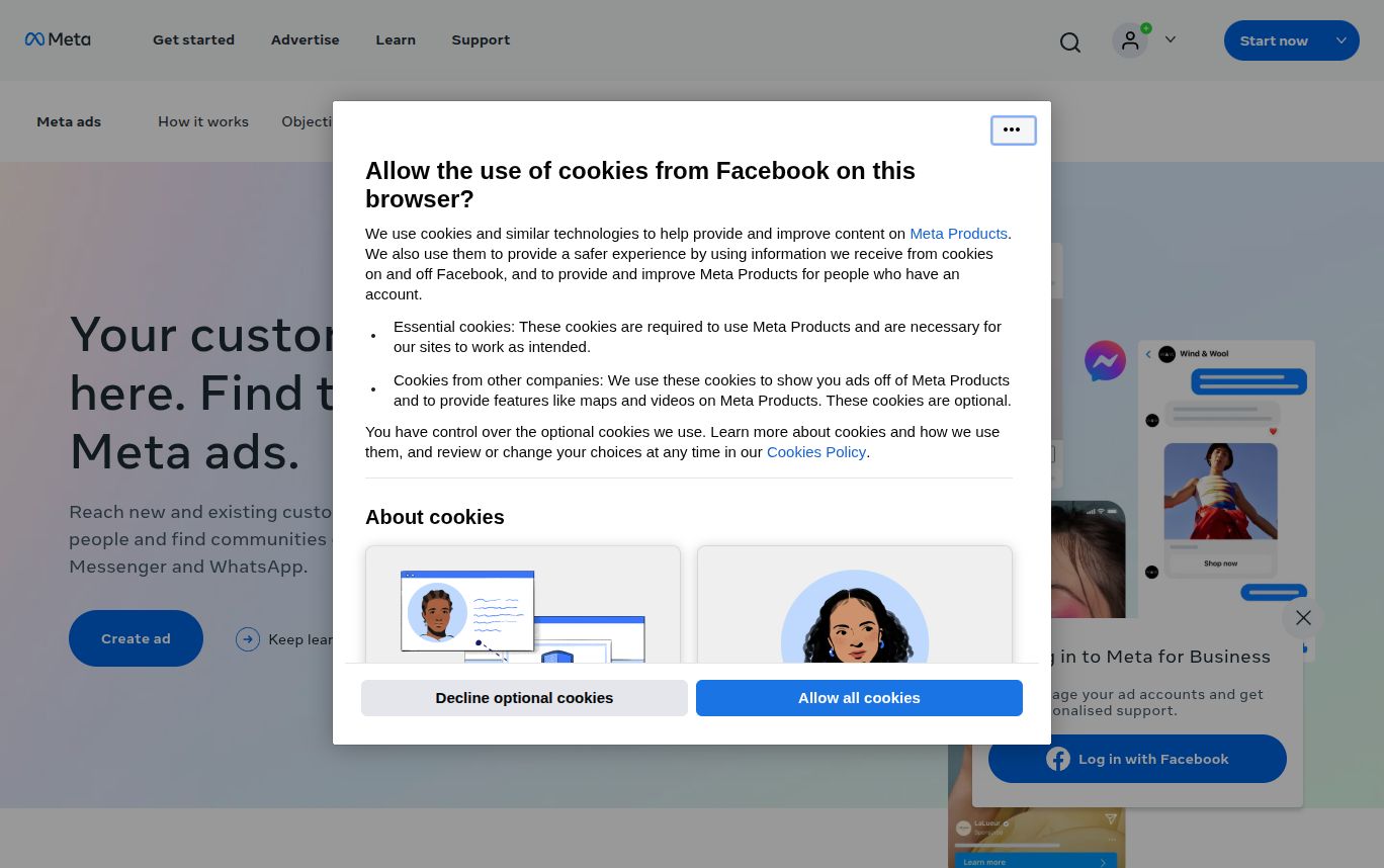 Meta Ads website screenshot