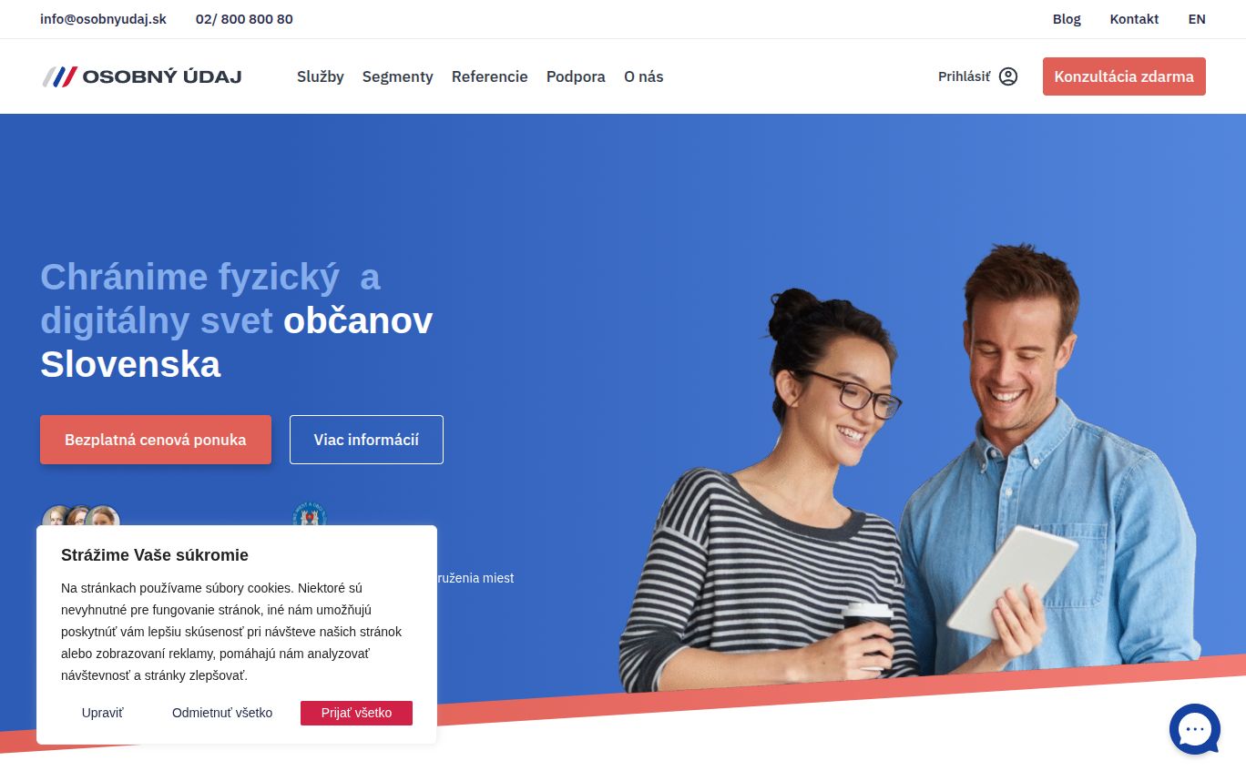 OsobnyUdaj website screenshot