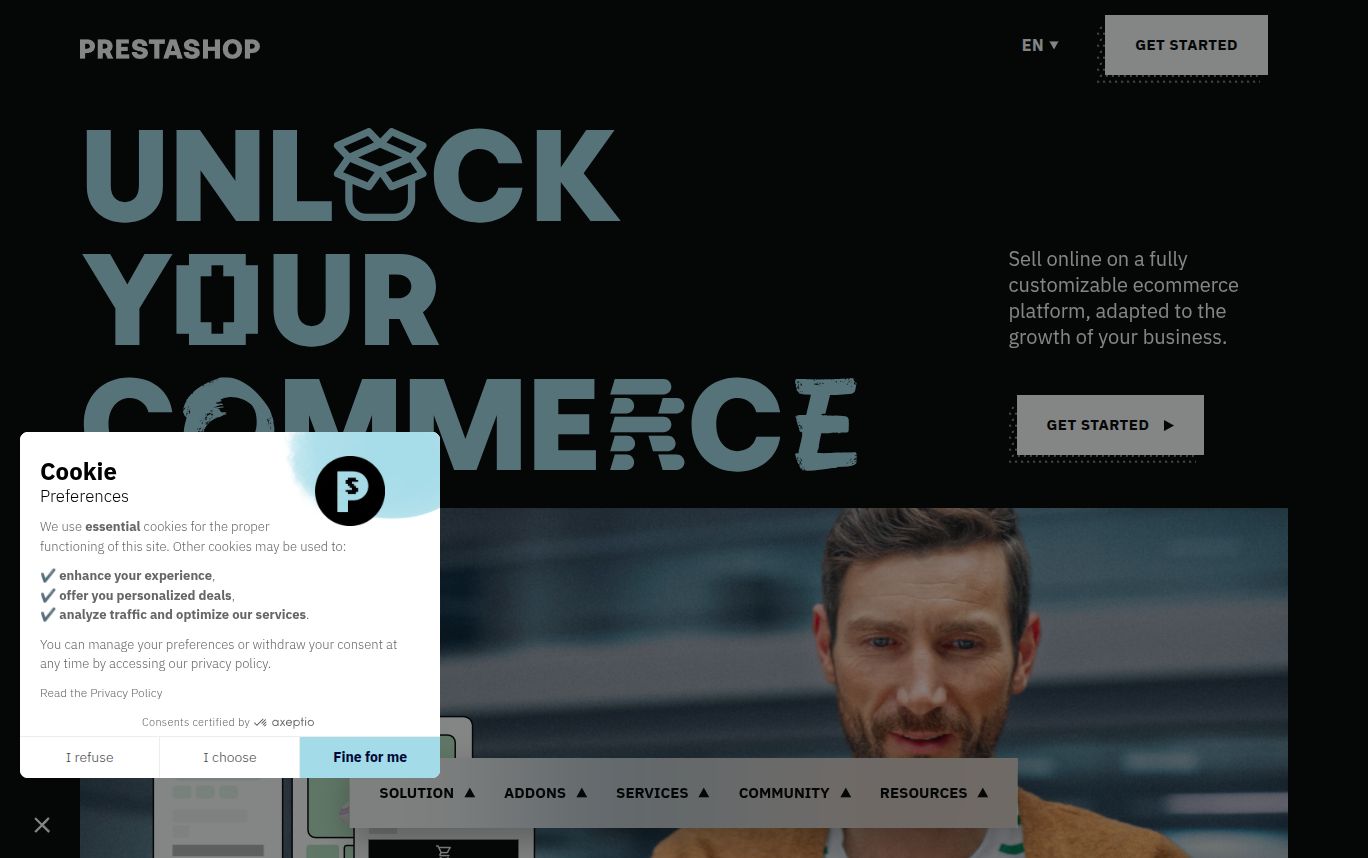 PrestaShop website screenshot