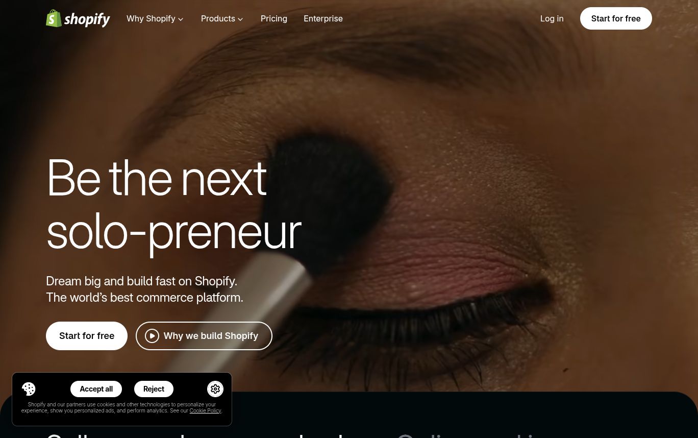 Shopify website screenshot