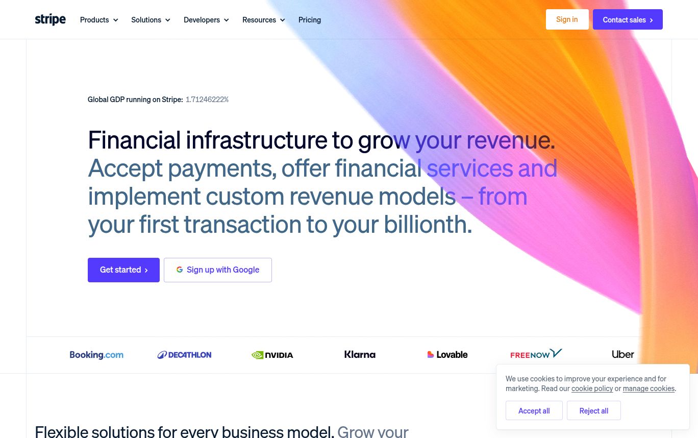 Stripe website screenshot