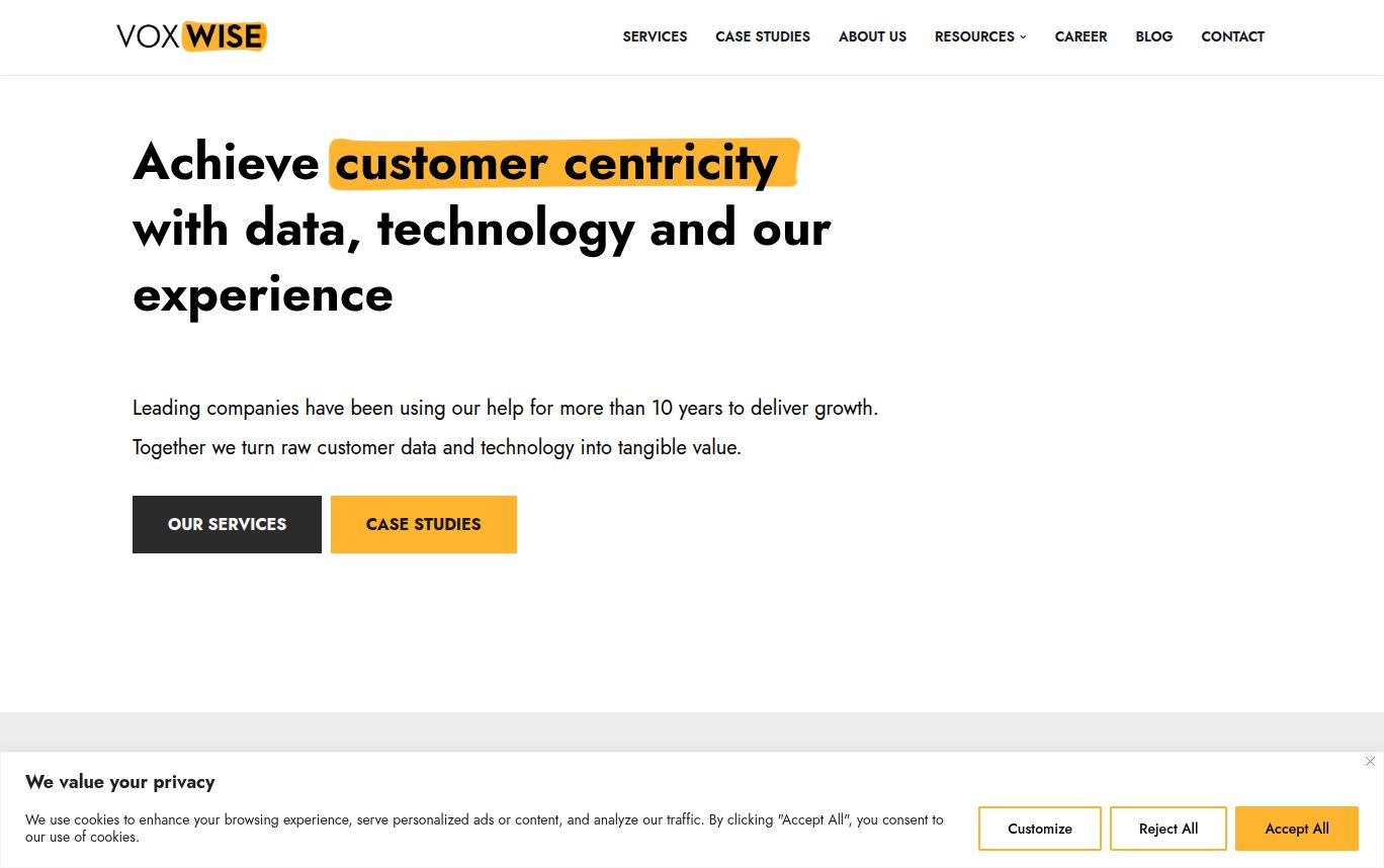 Voxwise website screenshot
