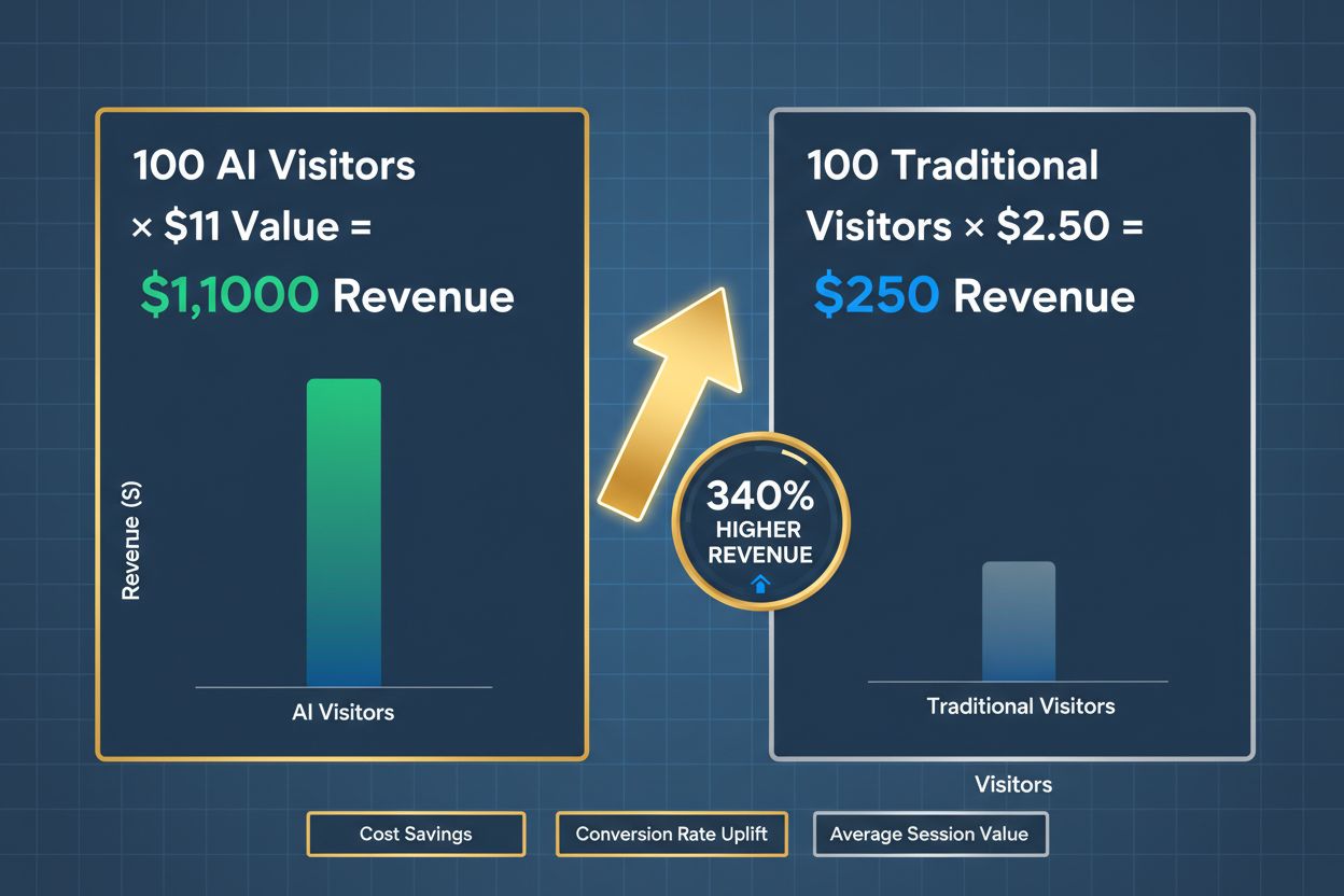 ROI calculation showing AI visitor revenue impact