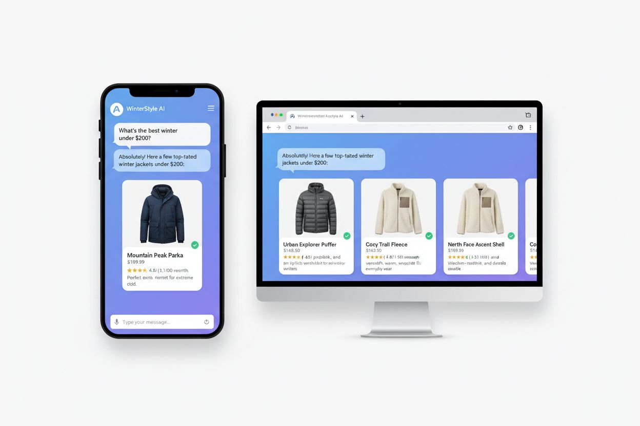 AI chatbot interface showing product recommendations
