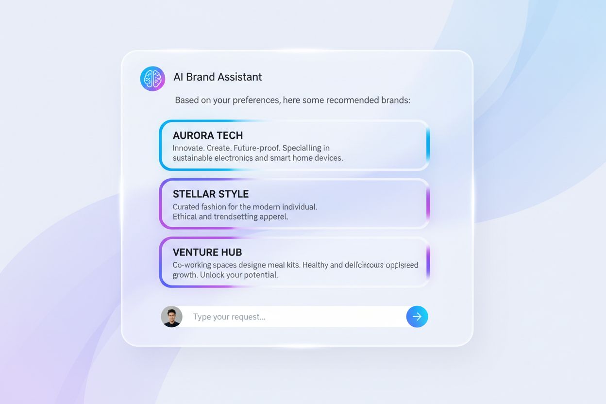 AI chatbot interface showing brand recommendations