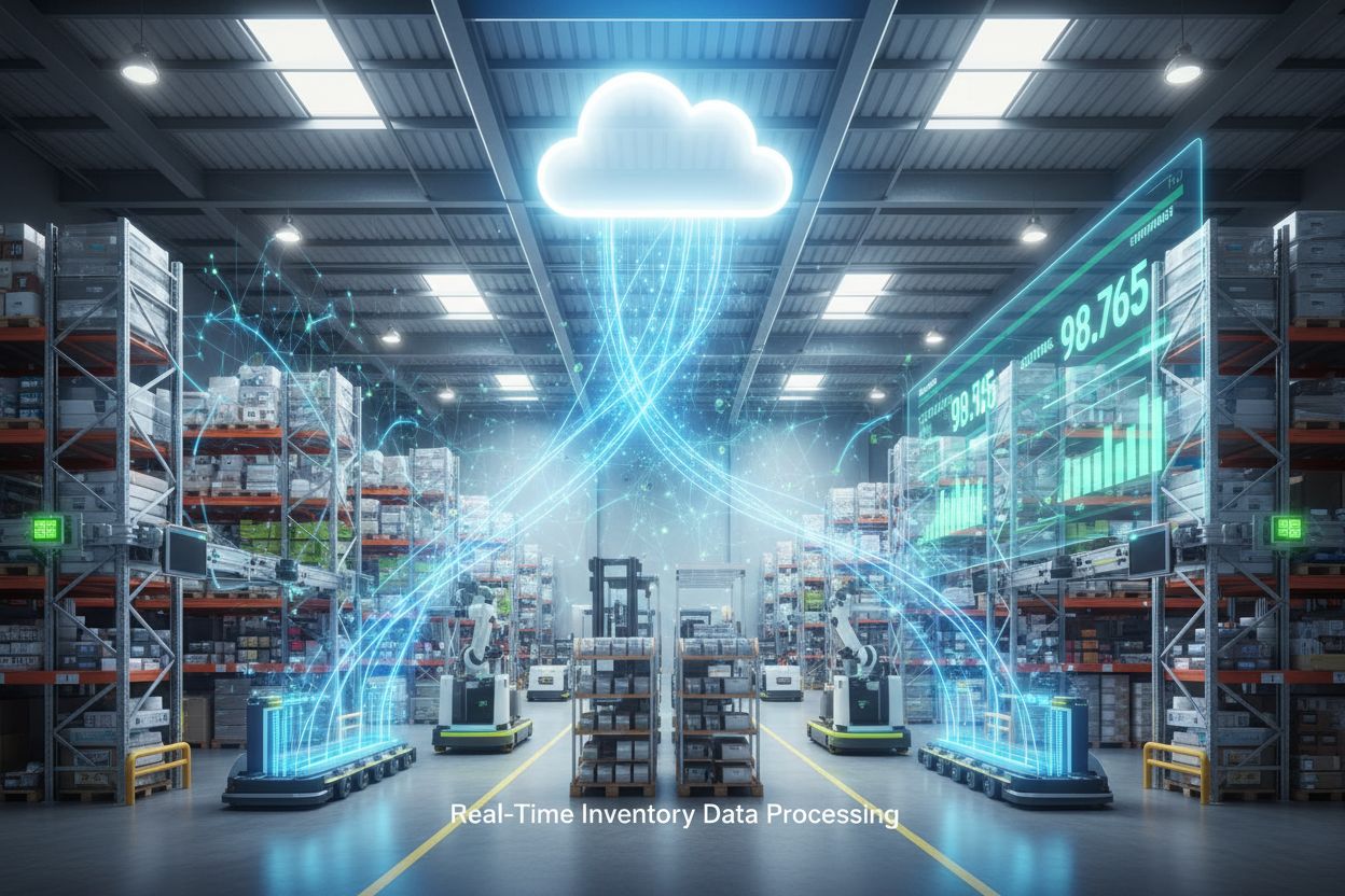 Real-time inventory data processing with AI visualization in modern warehouse