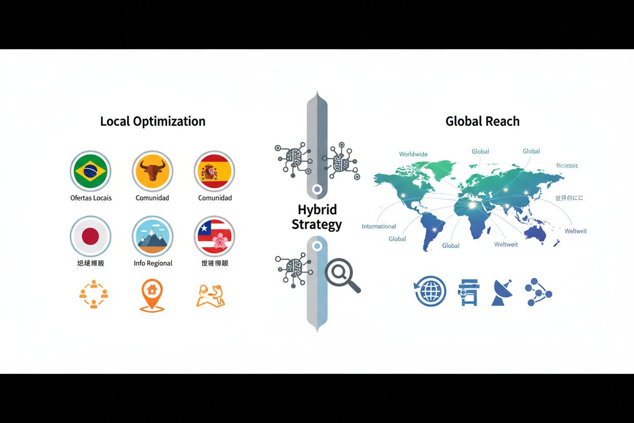 Hybrid AI optimization strategy showing local and global approaches converging