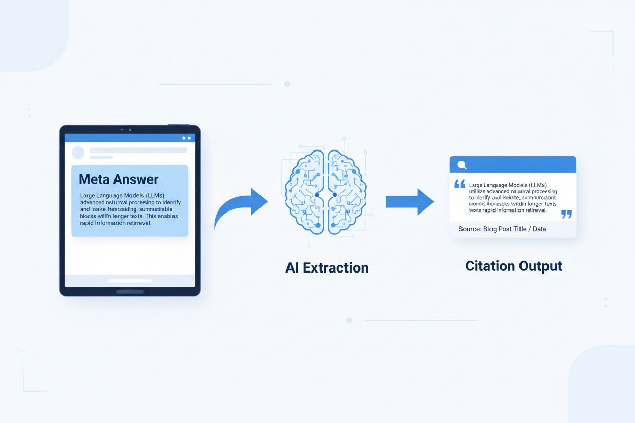LLM Meta Answer Extraction Process - showing how AI systems extract and cite standalone content segments