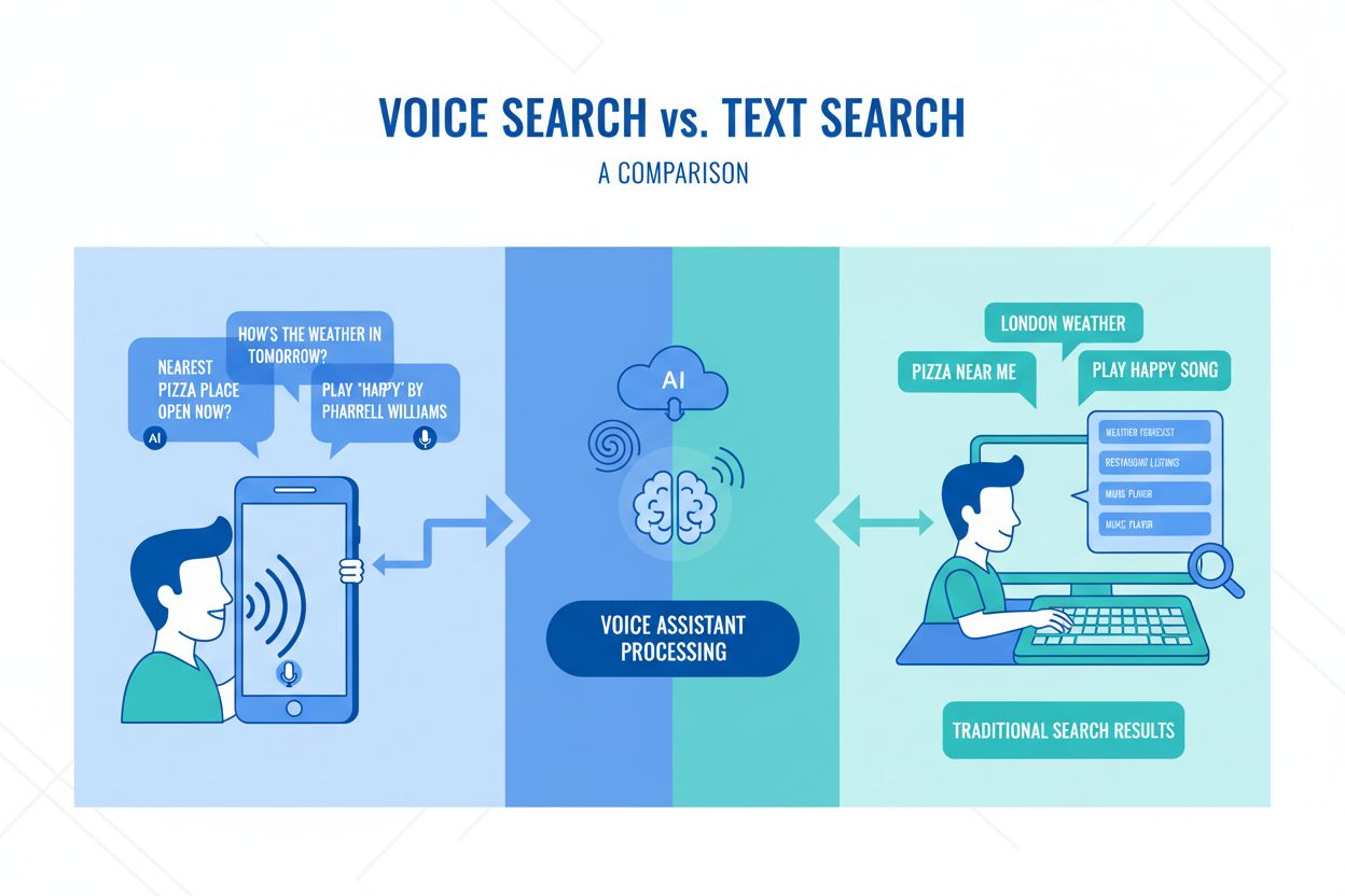 Comparison of voice search versus text search optimization