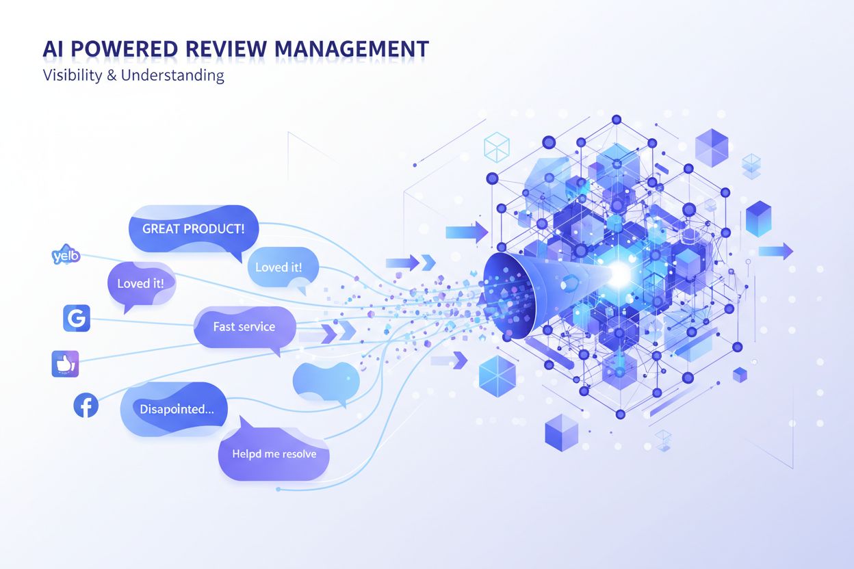 Customer reviews flowing into AI neural network for training