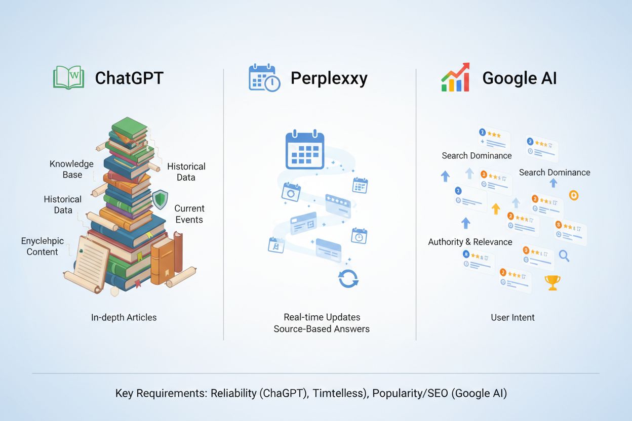 Platform-Specific Optimization - Comparison of semantic completeness requirements across ChatGPT, Perplexity, and Google AI