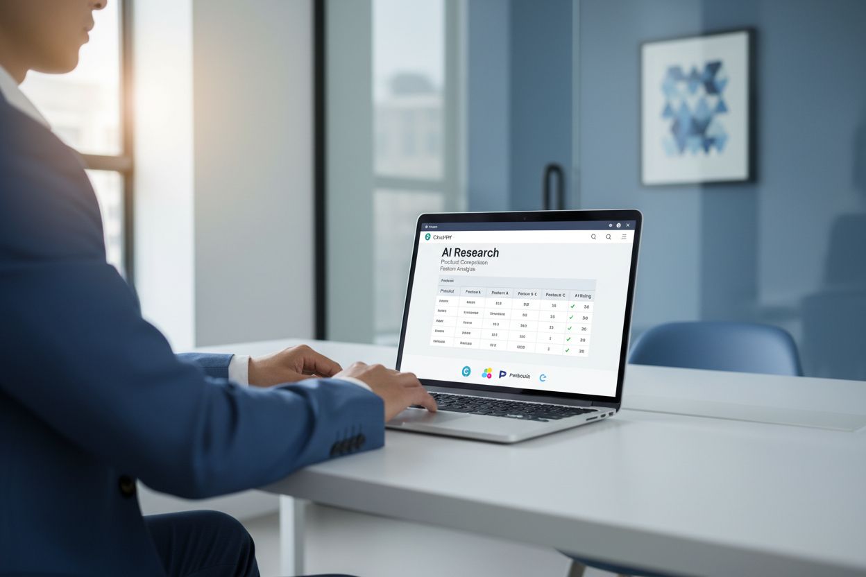 B2B professional researching SaaS solutions using ChatGPT and AI tools