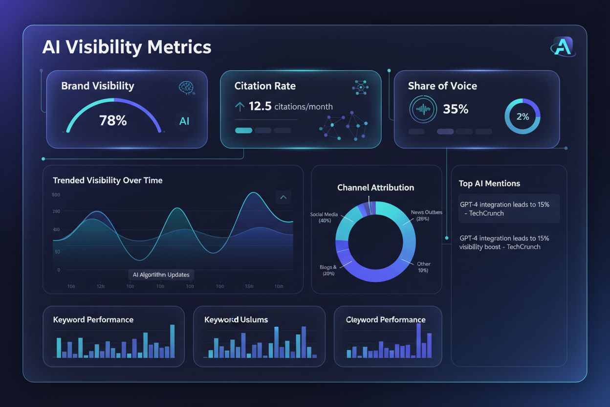 Analytics dashboard showing AI visibility metrics and citation tracking