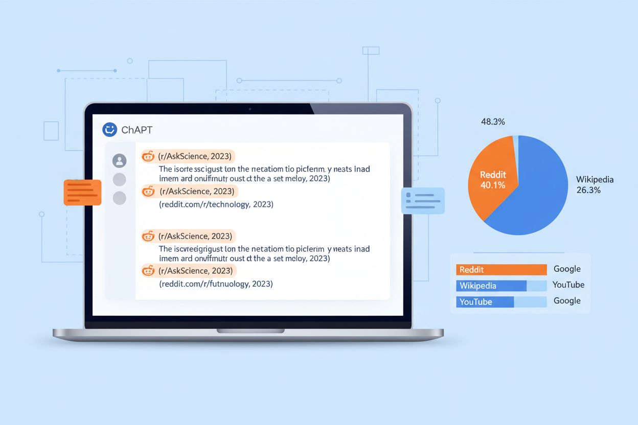 ChatGPT interface showing Reddit citations with data visualization of citation percentages