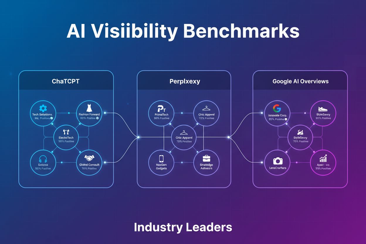 AI Visibility Benchmarks showing brands cited across ChatGPT, Perplexity, and Google AI Overviews