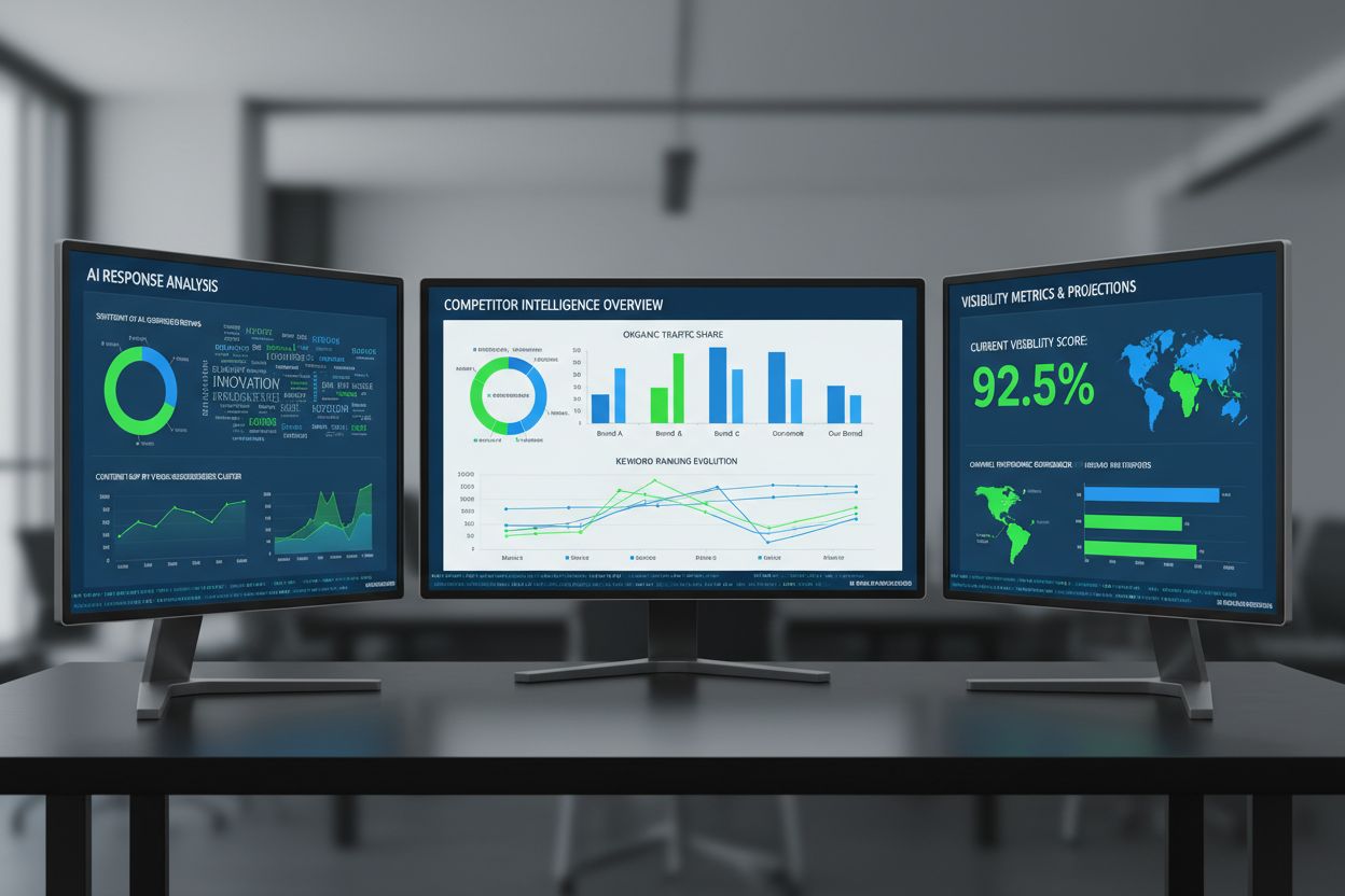 Analytics dashboard showing content gap analysis and competitive intelligence