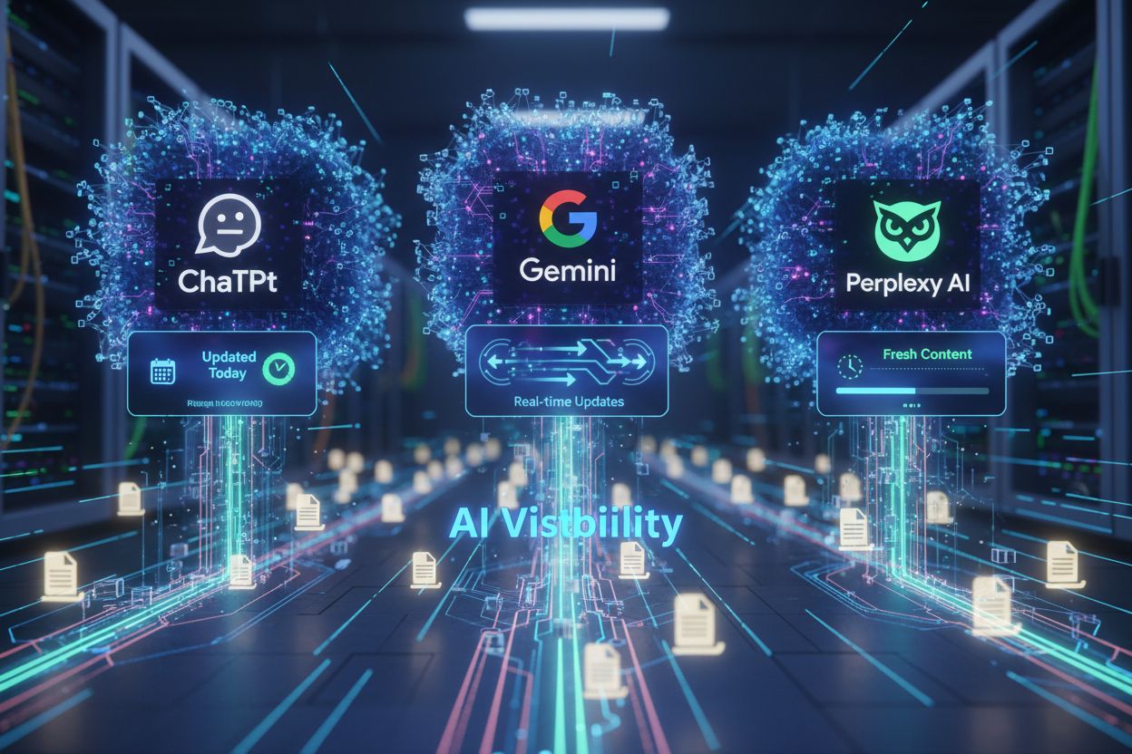 AI systems analyzing content freshness with ChatGPT, Gemini, and Perplexity
