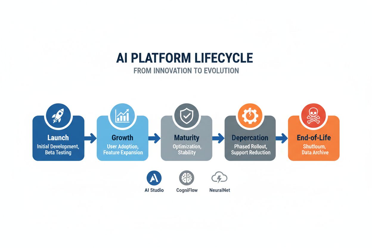 AI platform lifecycle timeline showing deprecation phases from launch to end-of-life