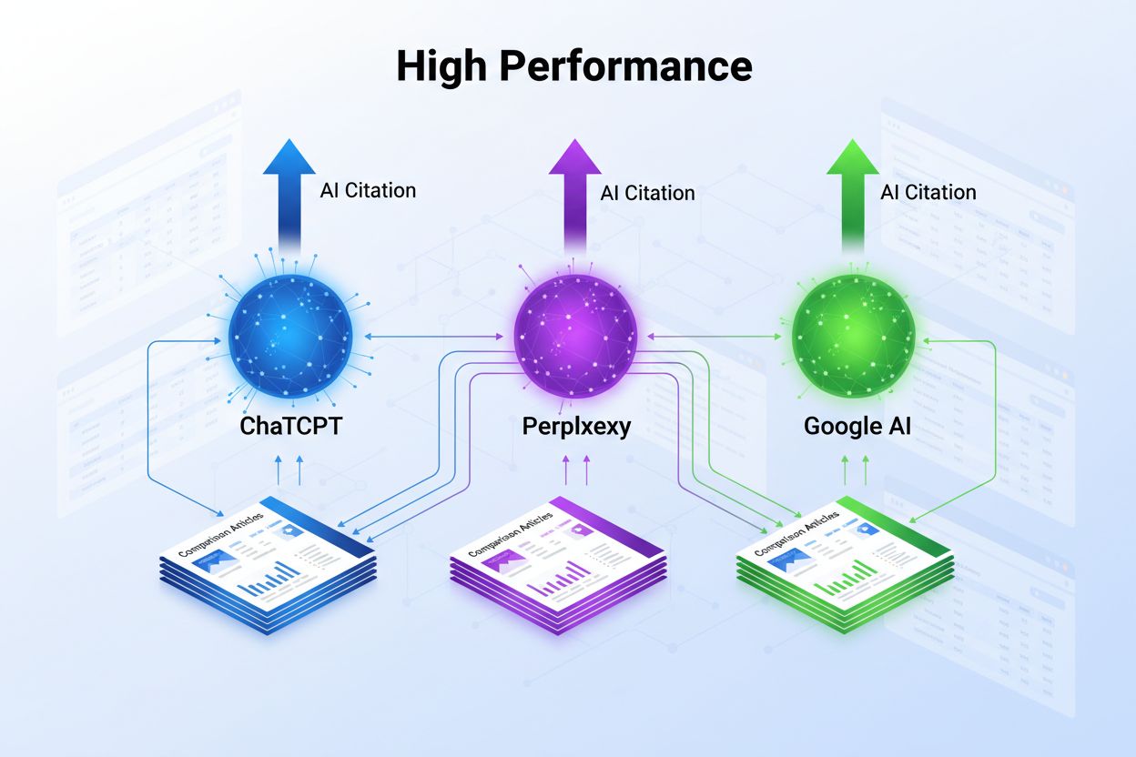 AI systems analyzing and citing comparison articles with data flows