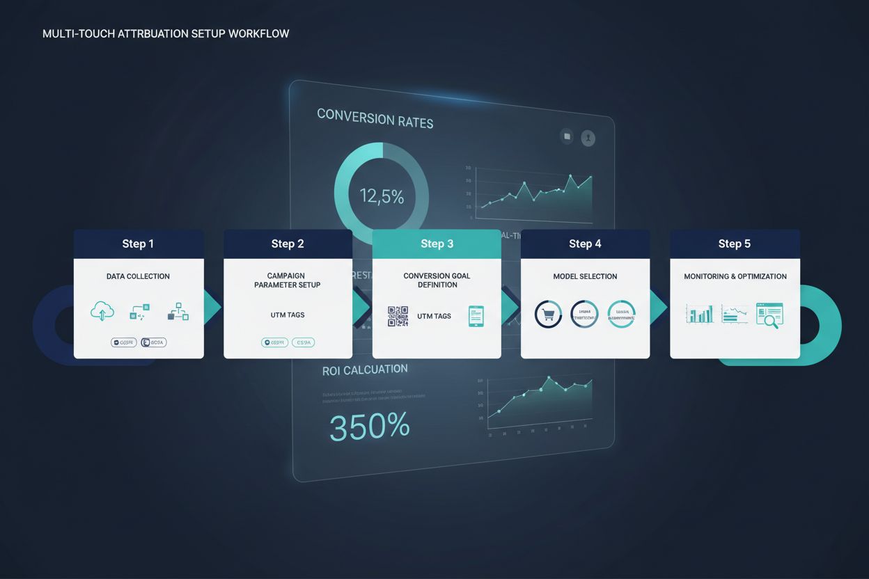 Multi-touch attribution implementation workflow with 5 sequential steps