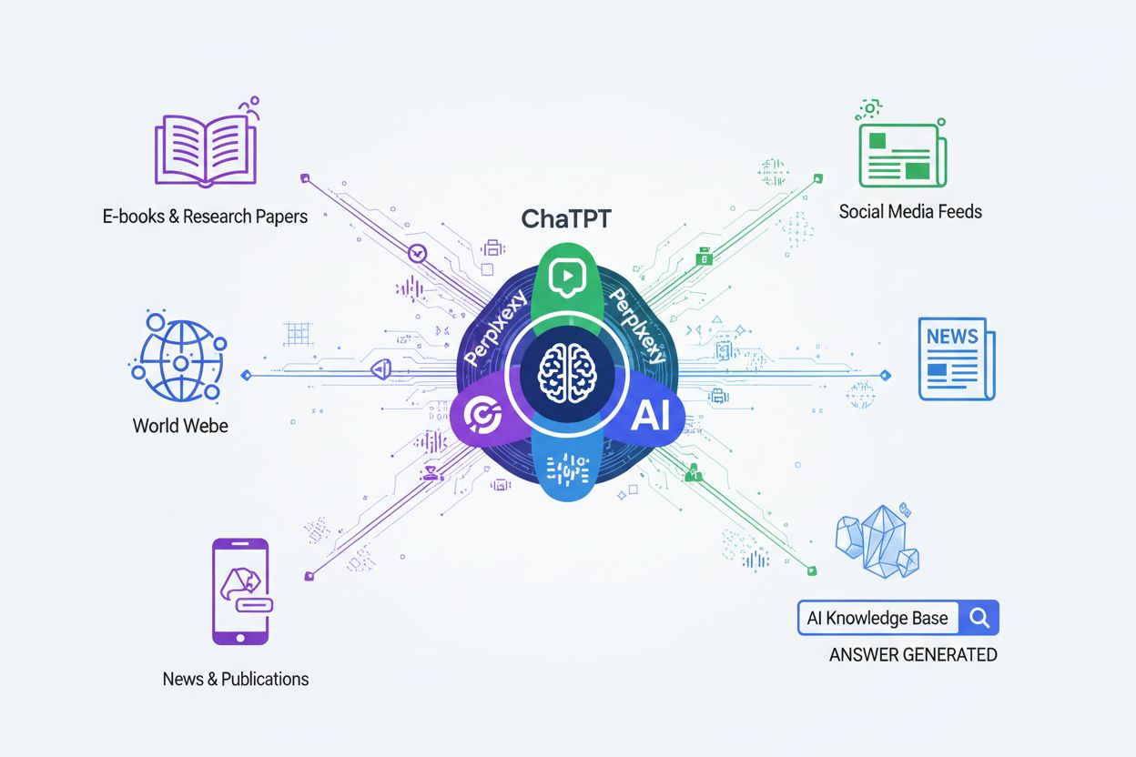 AI search engines analyzing and synthesizing content from multiple sources