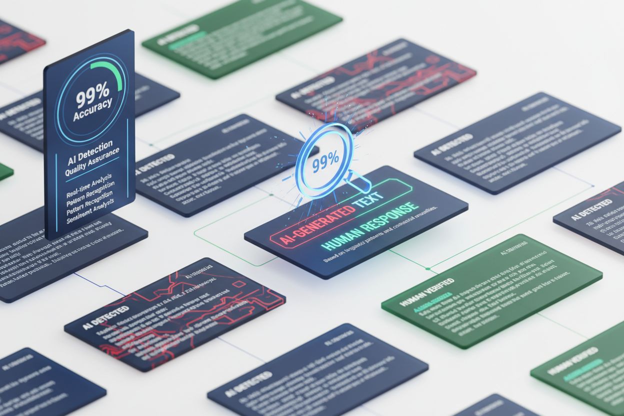 AI Detection Technology Dashboard - Showing survey response analysis with 99% accuracy metrics