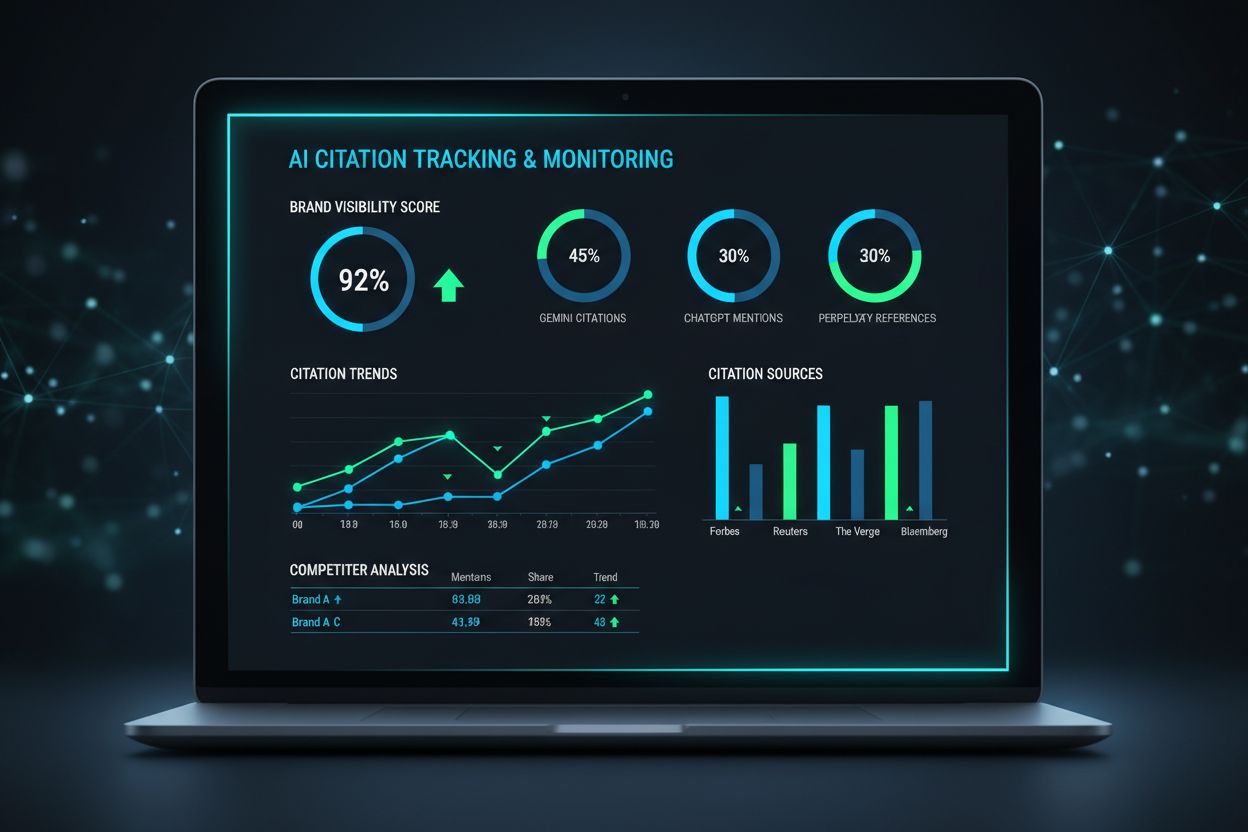 Analytics dashboard for tracking Gemini citations and brand visibility