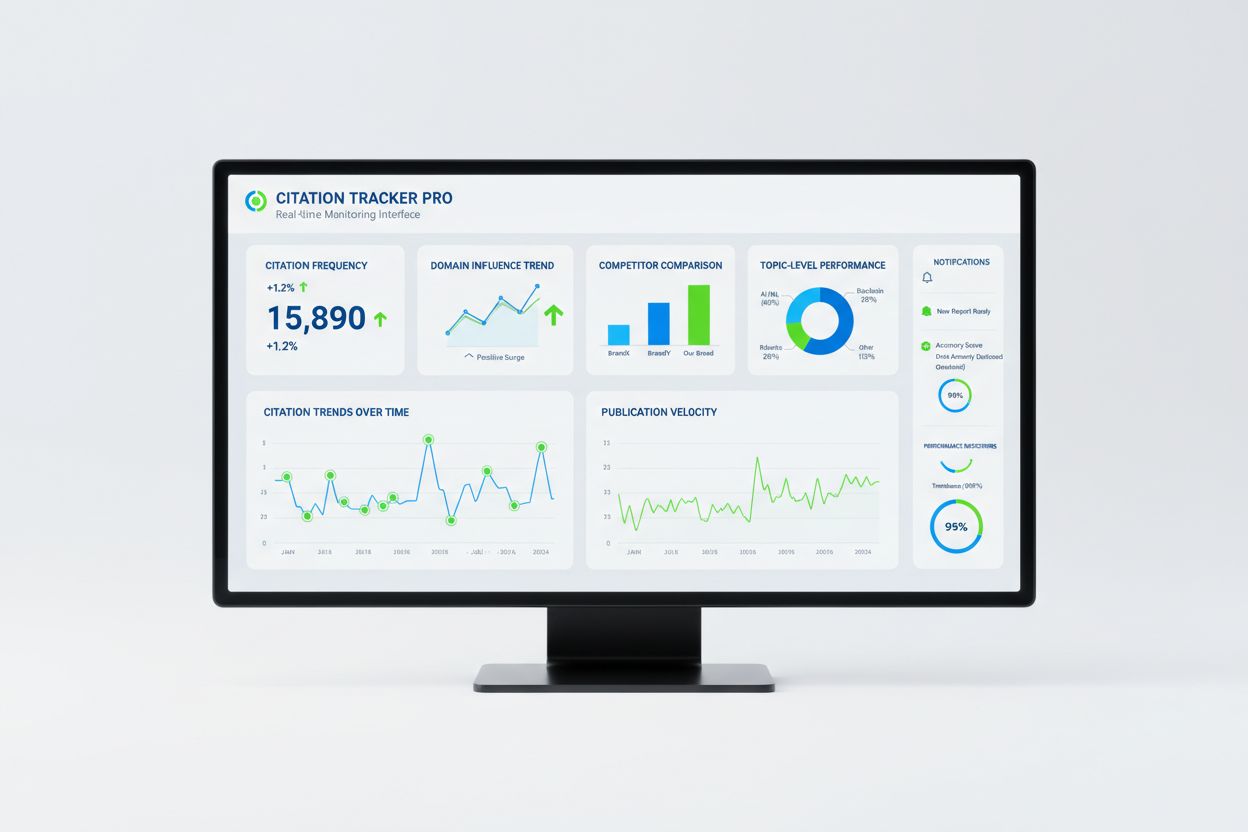 Citation tracking metrics dashboard showing monitoring and performance indicators