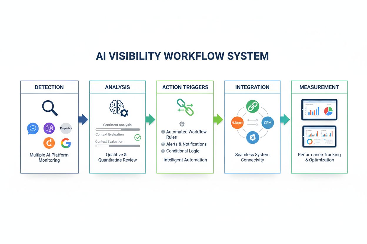 AI Visibility Workflow System - Detection to Action Flow Diagram