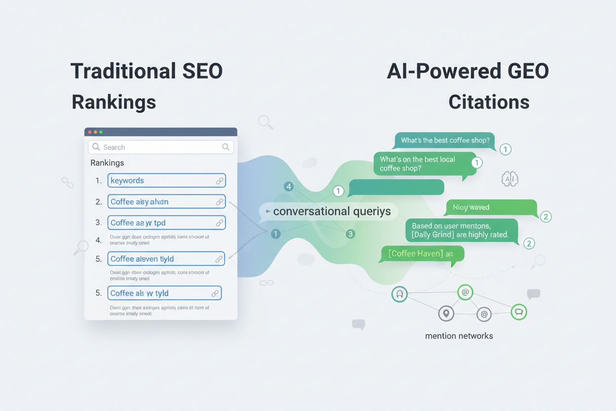Evolution from traditional SEO rankings to AI-powered GEO citations