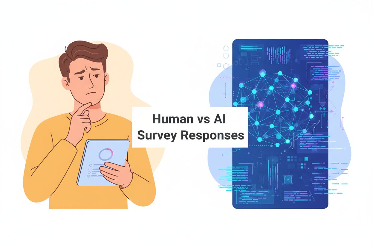 Human vs AI Survey Responses - Split screen showing human respondent and AI interface