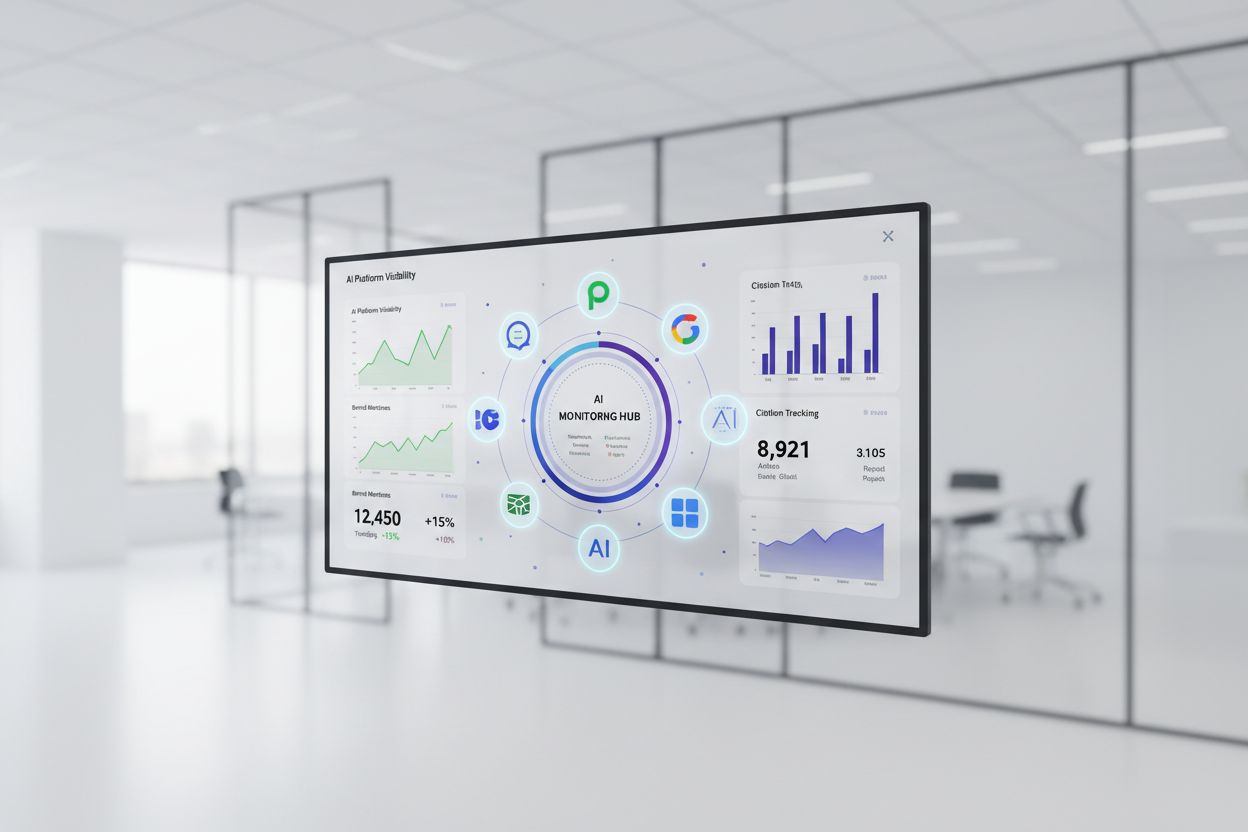 AI visibility monitoring dashboard showing multiple AI platforms and real-time metrics