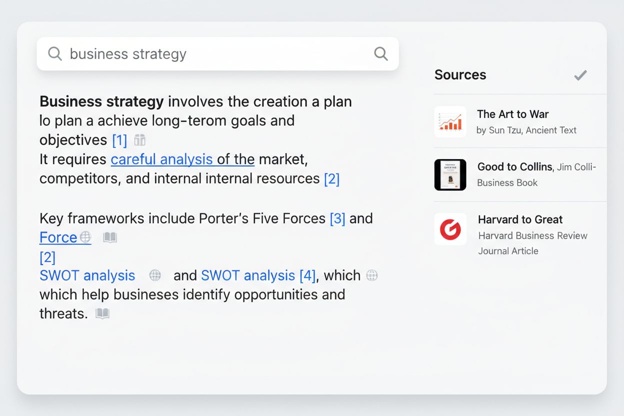 ChatGPT Search interface showing how citations appear in AI-generated responses