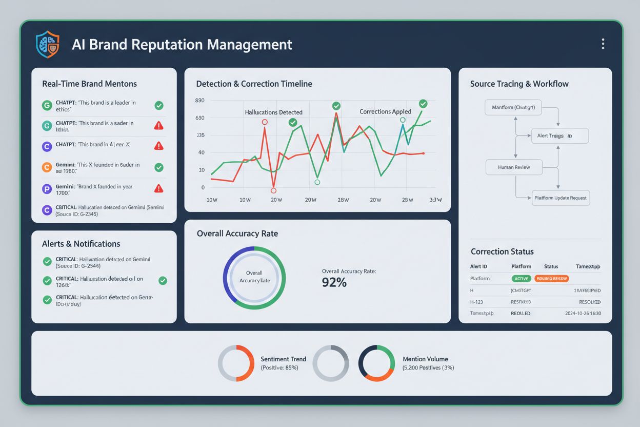Technical diagram showing how AI systems form understanding of brands and where hallucinations occur