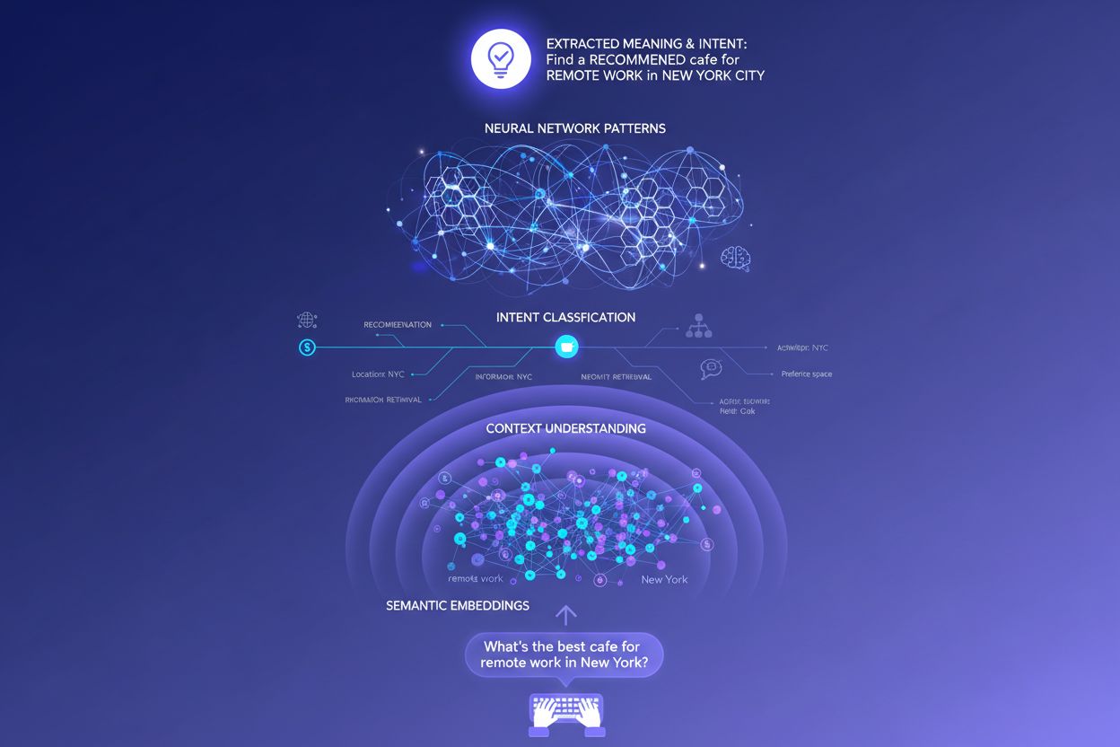 AI query interpretation process showing layers of semantic processing