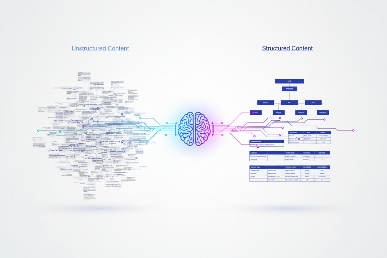 AI analyzing structured vs unstructured content formats