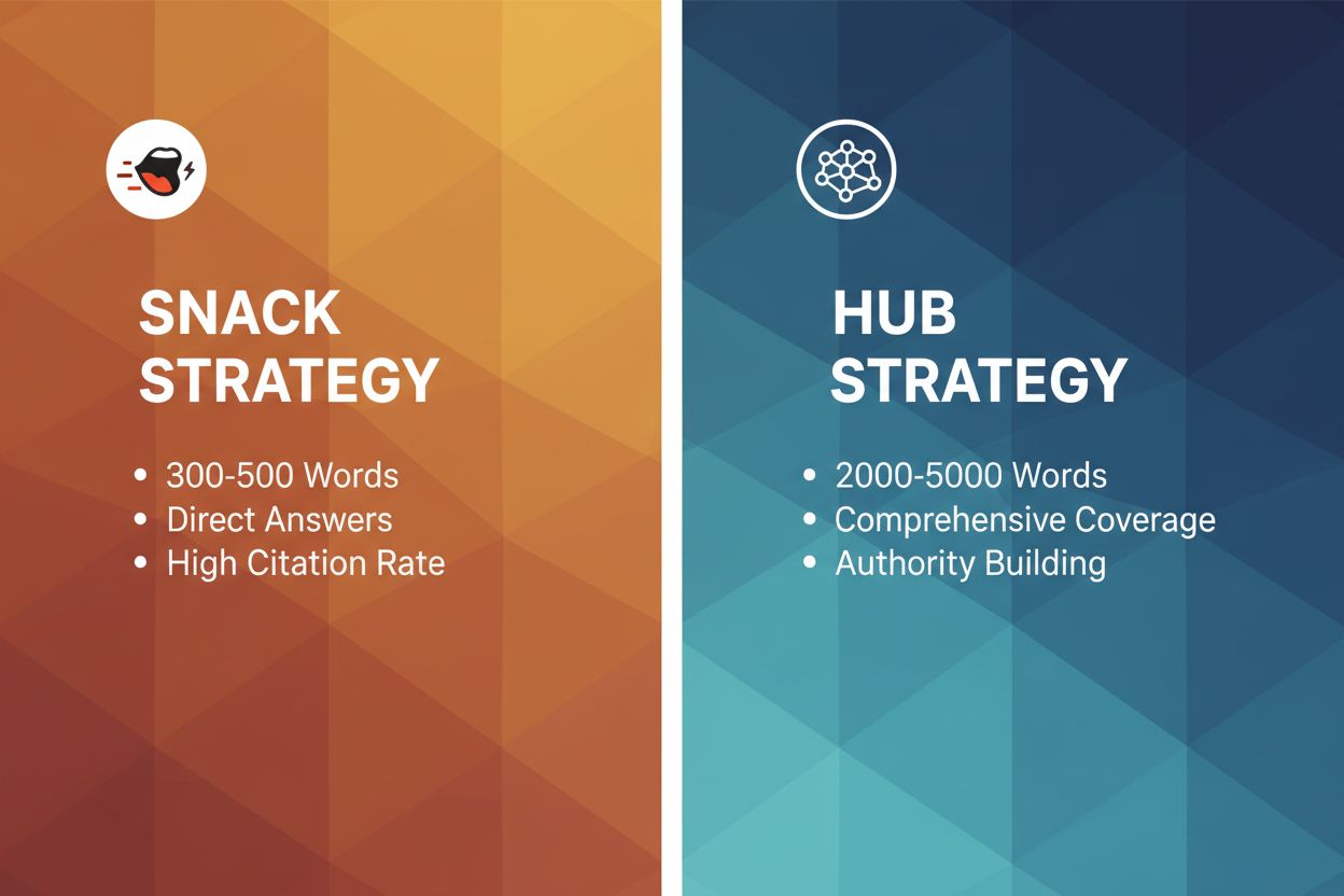 Snack Strategy vs Hub Strategy comparison infographic