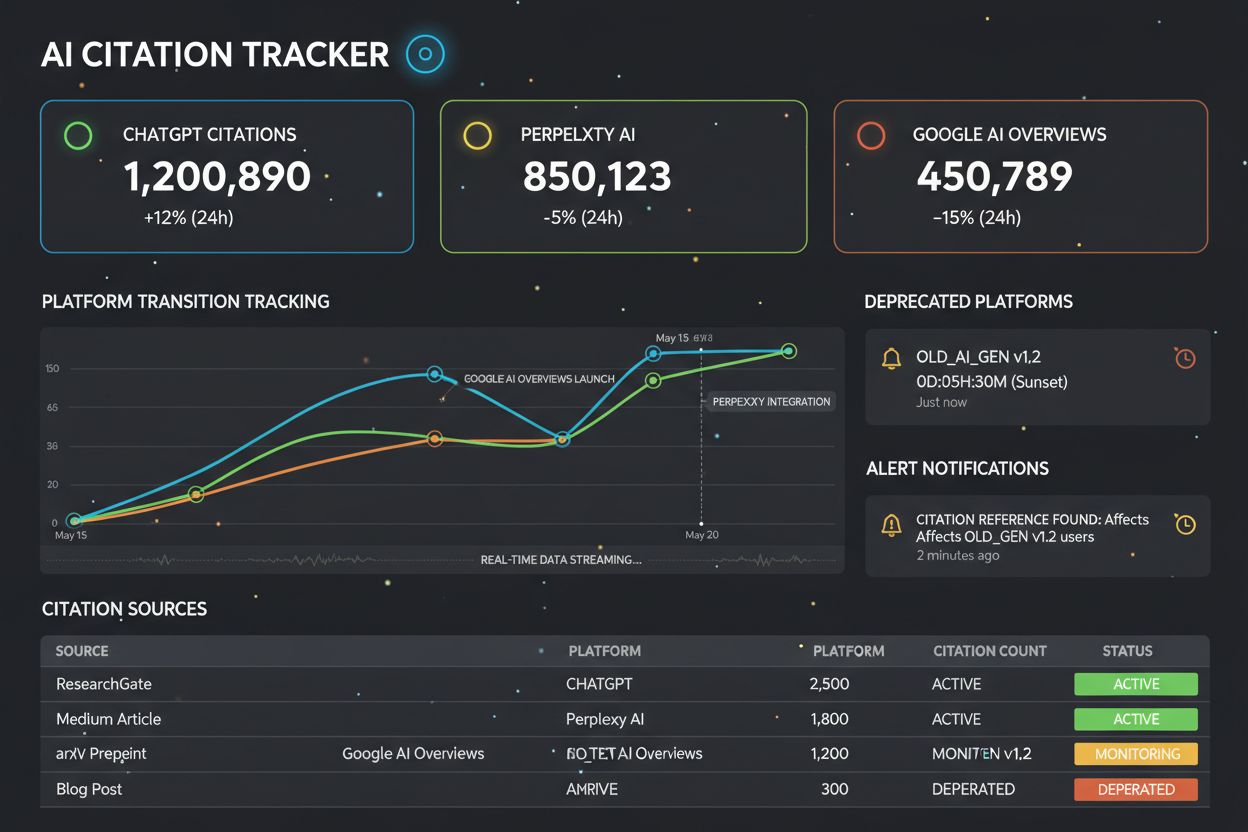 AI citation monitoring dashboard tracking platform transitions in real-time