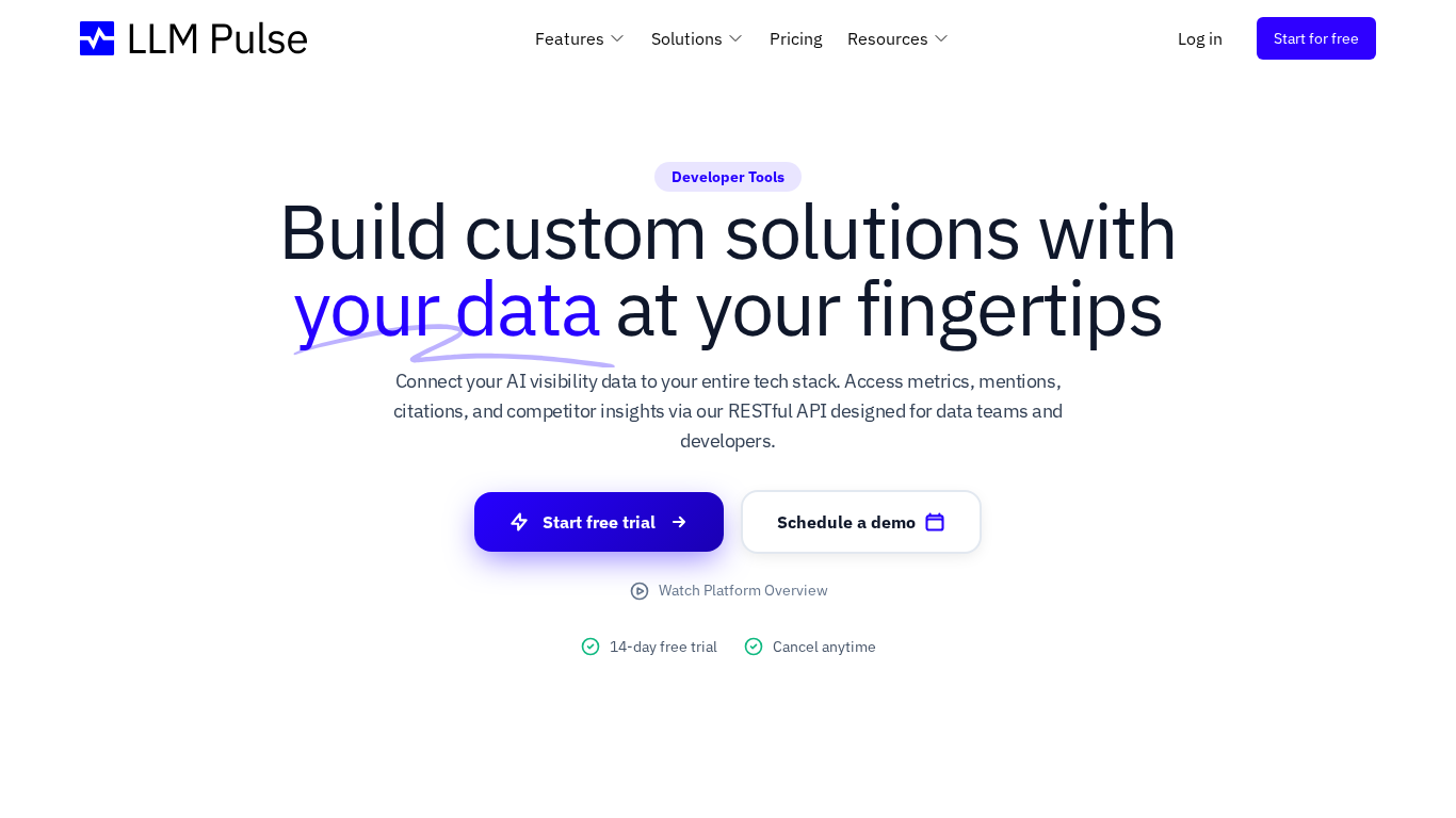 LLM Pulse API access interface for AI visibility monitoring