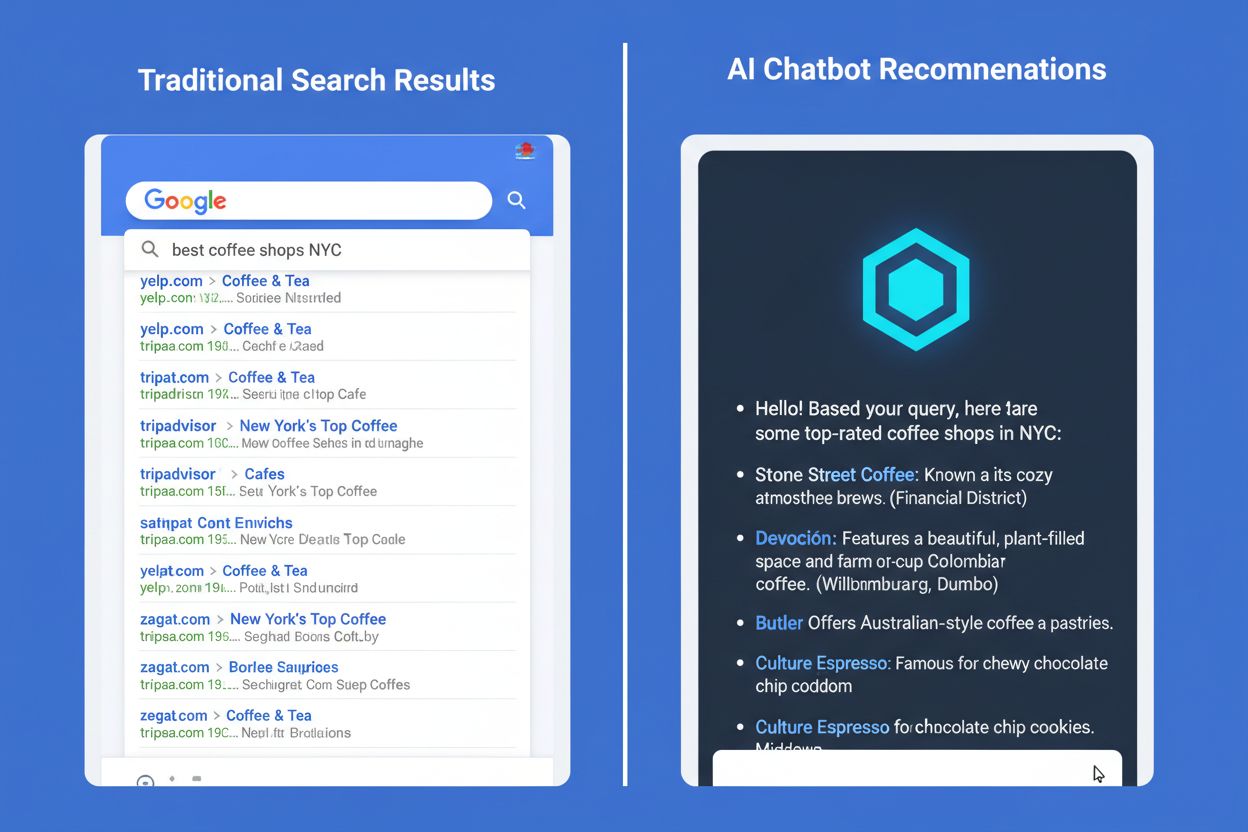 Comparison of AI search vs traditional search interfaces