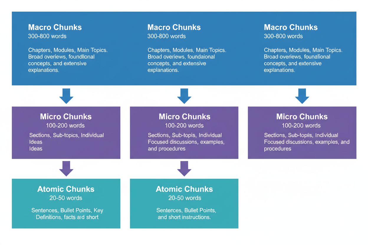 Hierarchical diagram showing macro, micro, and atomic content chunks