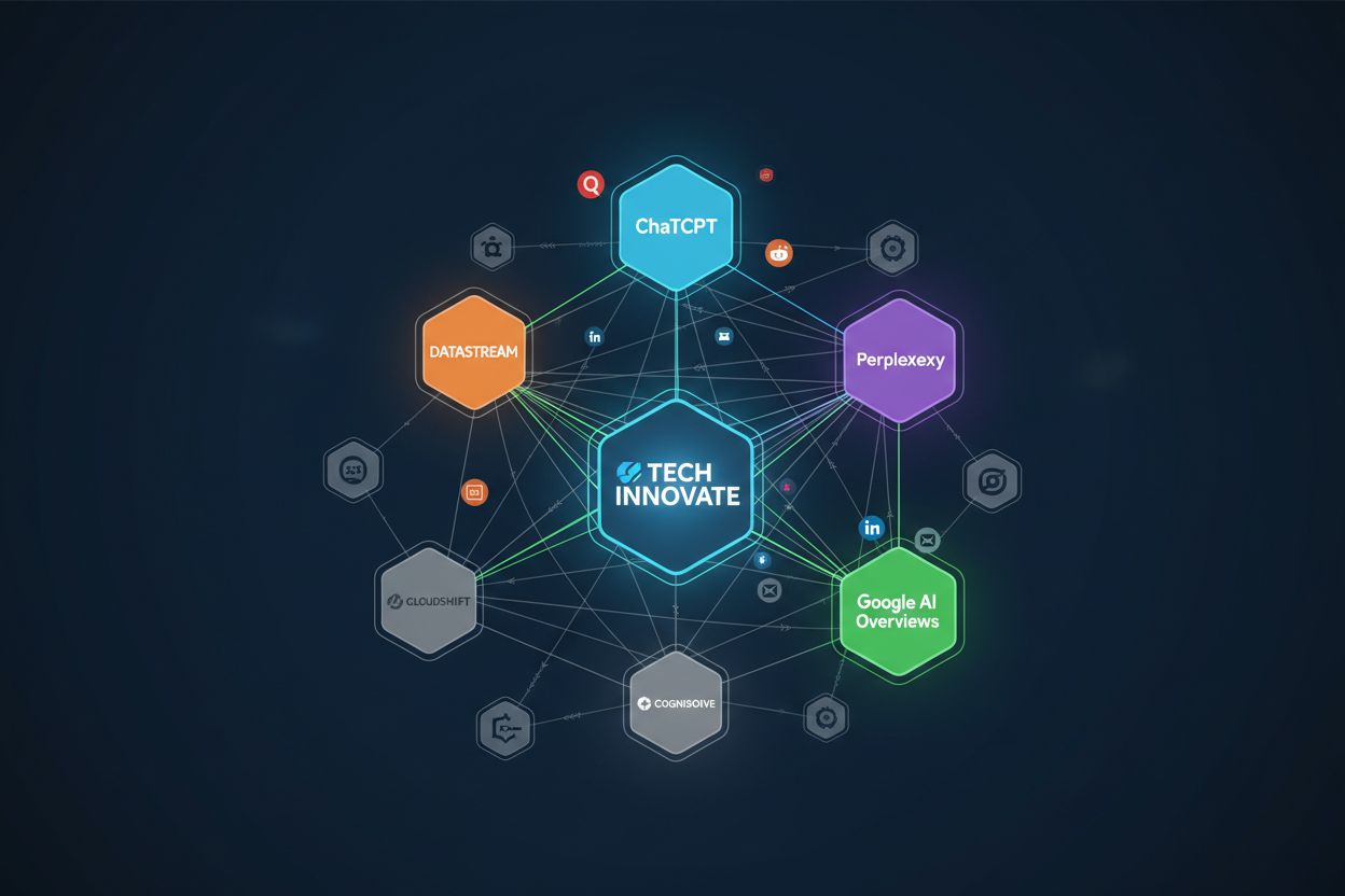 Competitive landscape visualization showing brand visibility across ChatGPT, Perplexity, and Google AI Overviews with citation frequency indicators