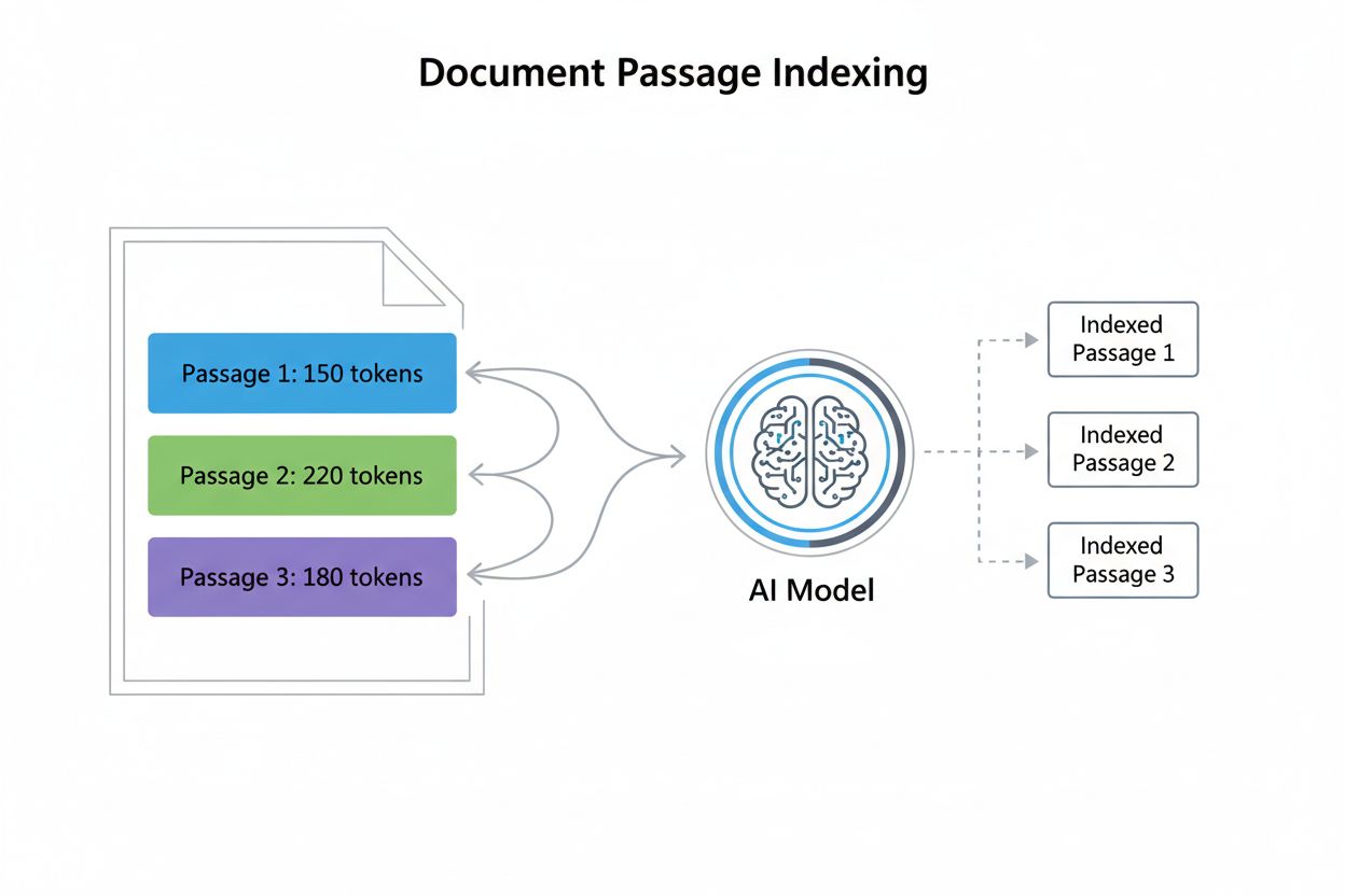 AI passage indexing visualization showing document passages being indexed