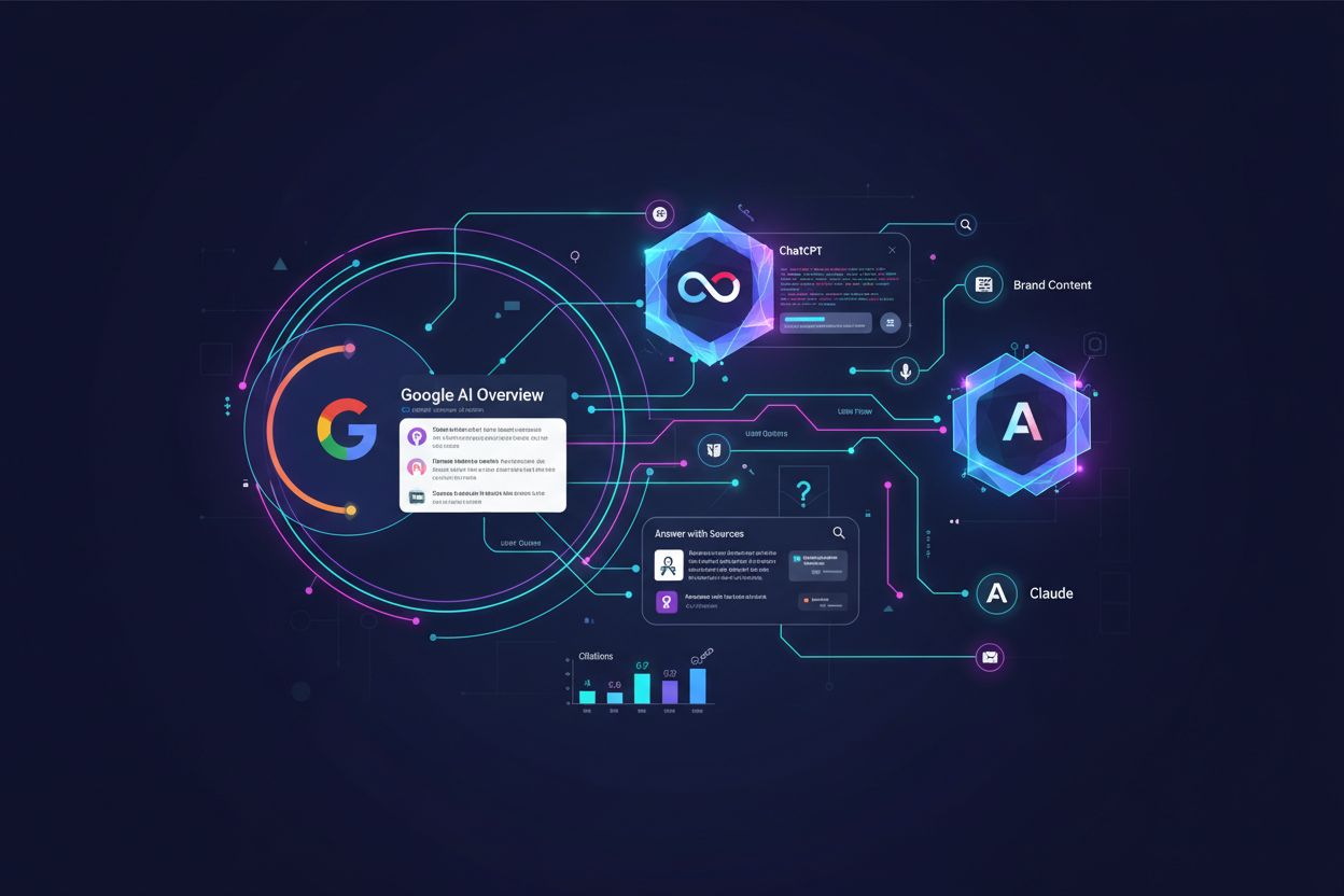 AI search landscape showing ChatGPT, Google AI, and Perplexity platforms