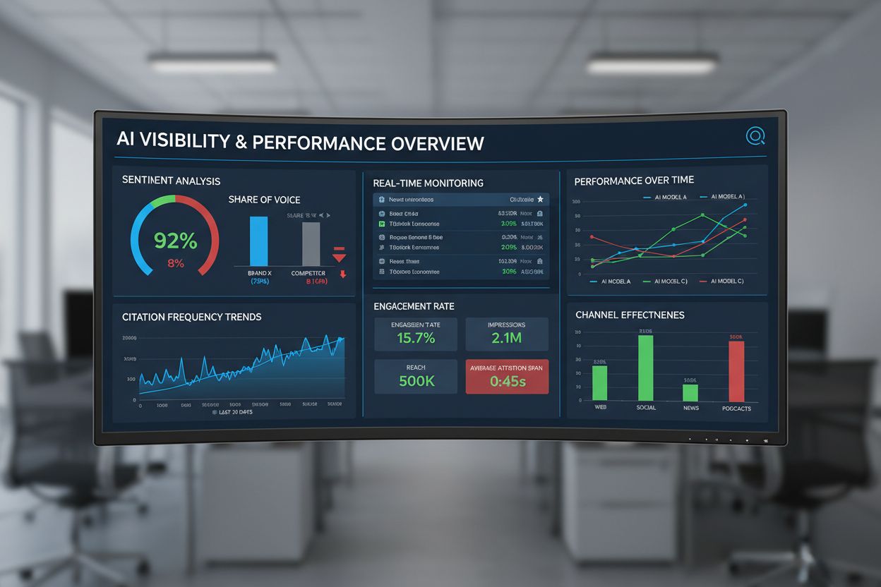 Analytics dashboard showing AI visibility metrics and performance data