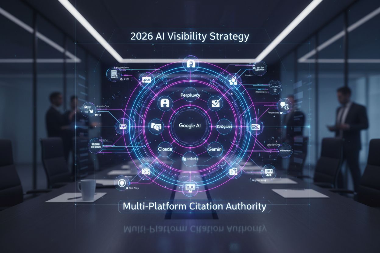 Future of AI search showing interconnected AI platforms and citation sources