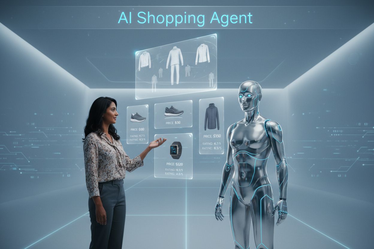 AI agent assisting customer in digital shopping interface