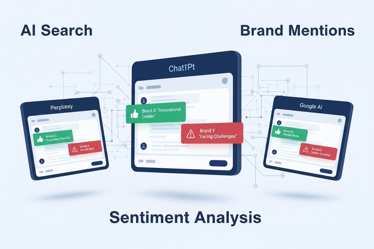 AI search platforms showing brand mentions and sentiment analysis across ChatGPT, Perplexity, and Google AI
