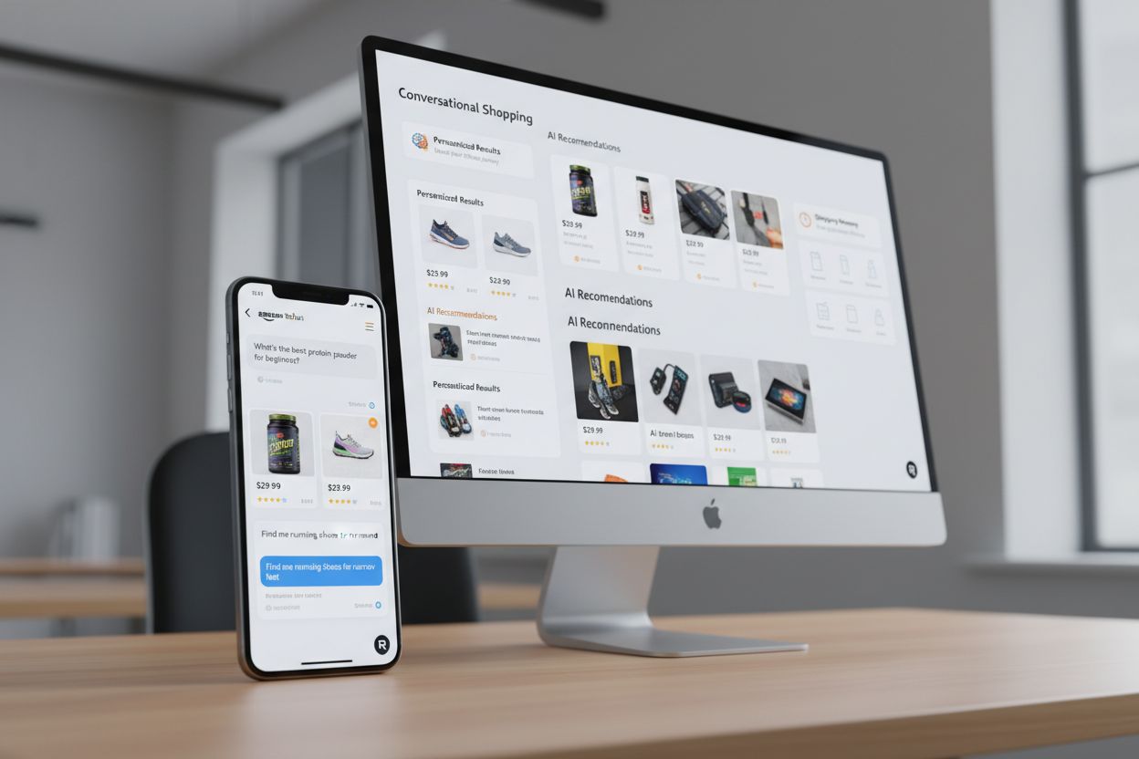 Amazon Rufus AI shopping assistant interface showing conversational features and personalized product recommendations